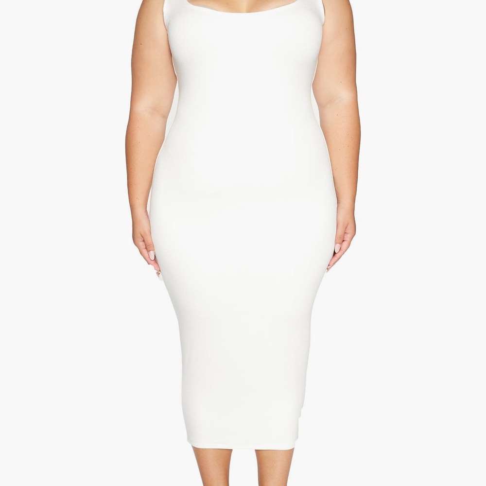 Naked Wardrobe White Hourglass Midi Dress Size 3X